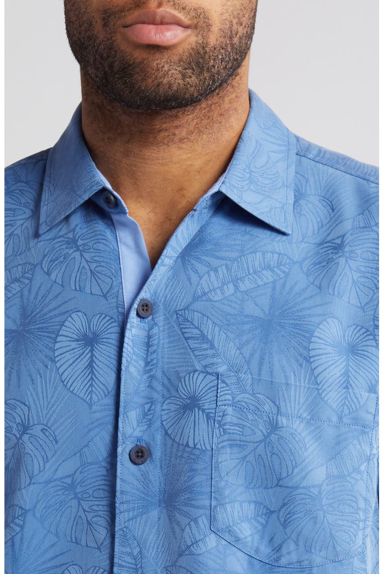 Coconut Point Keep it Frondly IslandZone® Short Sleeve Performance Button-Up Shirt, Alternate, color, BRIGHT COBALT