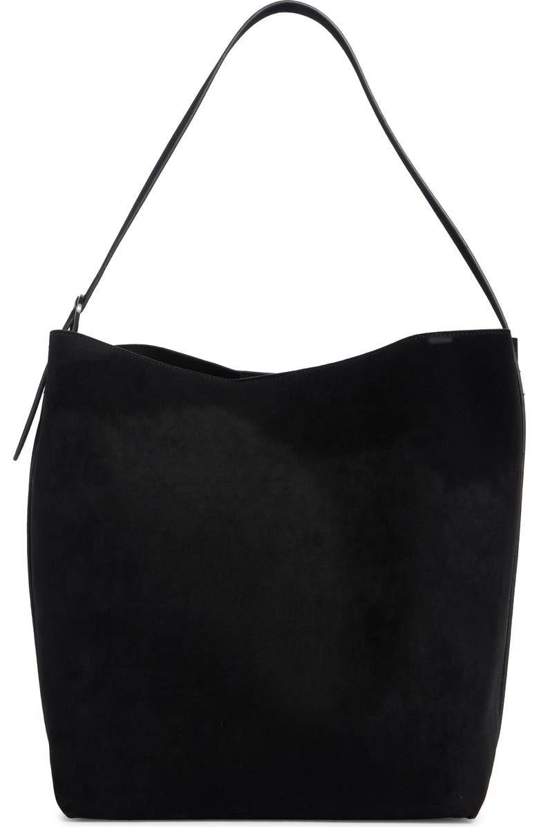 BCBG Slouchy Bucket Shoulder Bag with Pouch, Main, color, Black