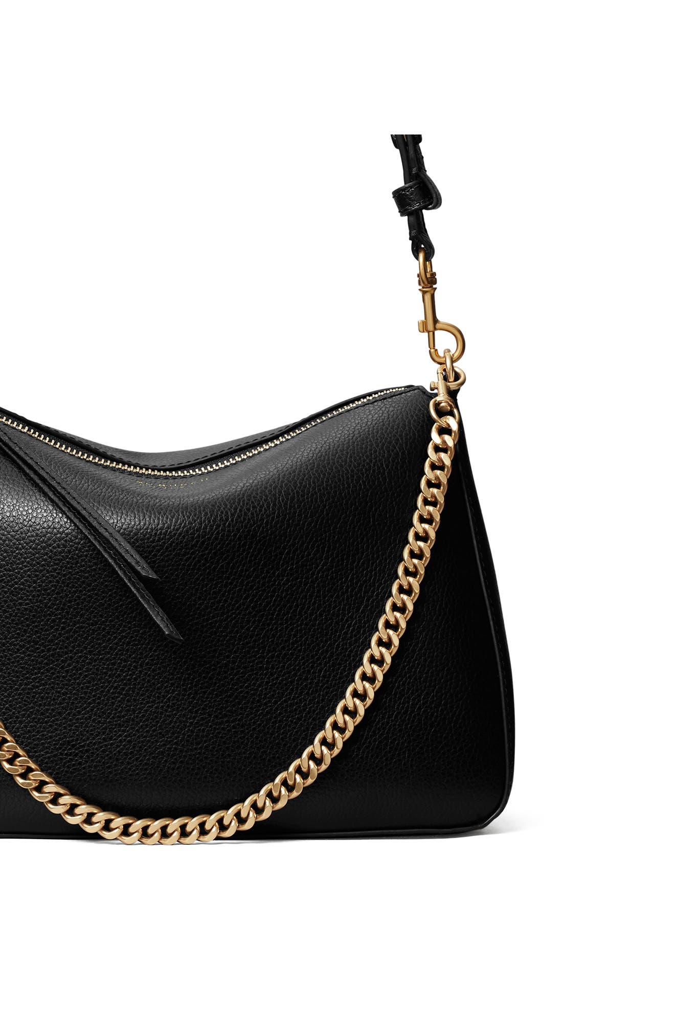 Tory Burch Perry Leather Shoulder Bag, Alternate, color, Black