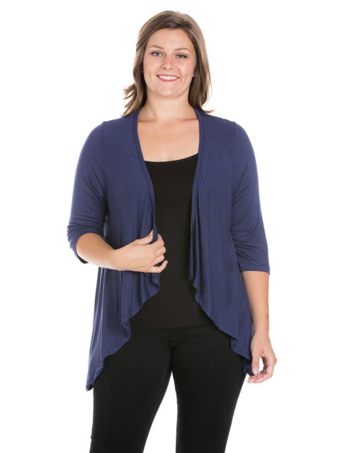 Elbow Length Sleeve Open Cardigan