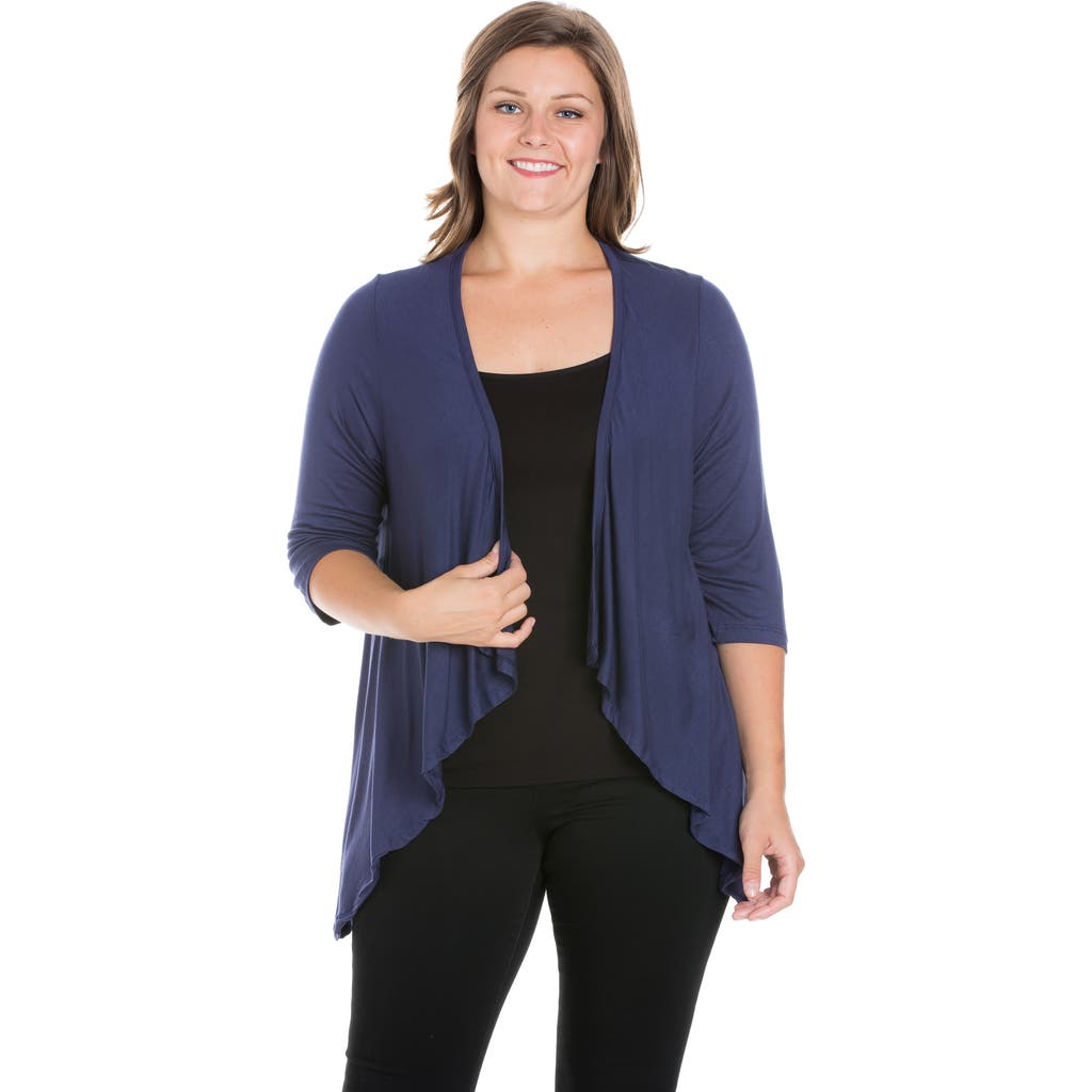 24seven Comfort Apparel Elbow Length Sleeve Open Cardigan In Multi