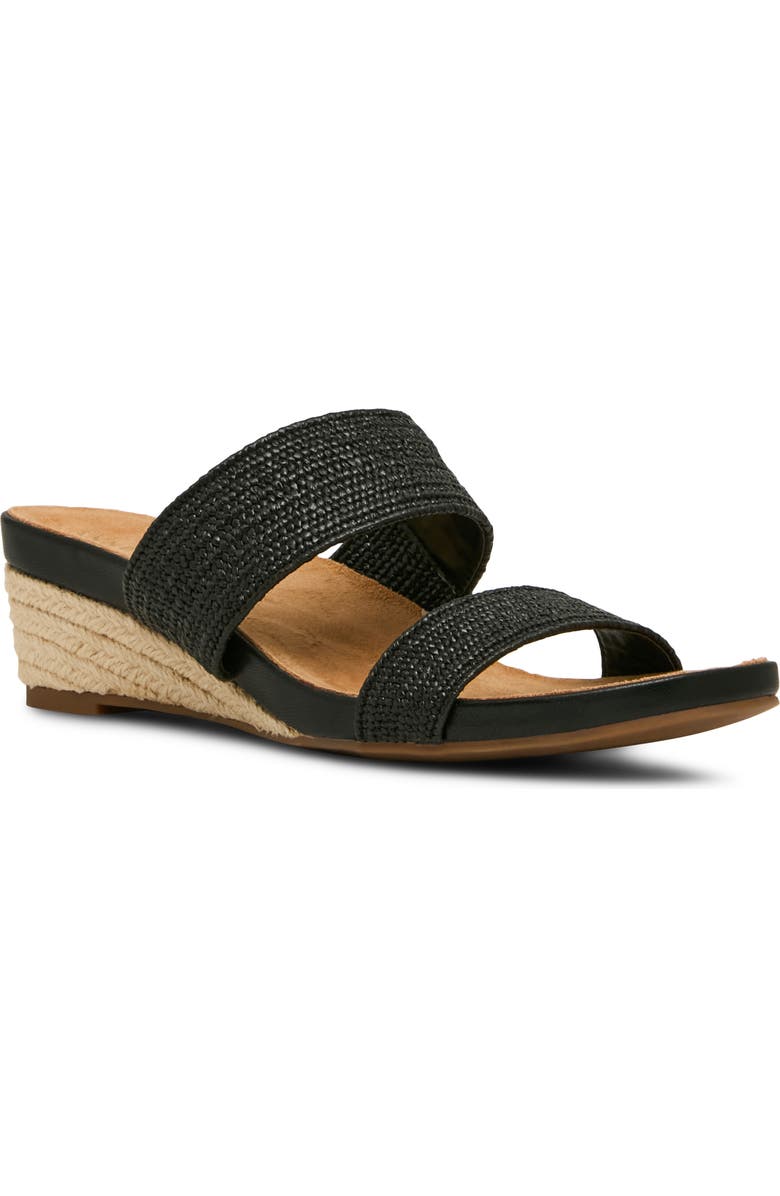 Anne Klein Kapricorn Wedge Sandal, Main, color, Black Raffia