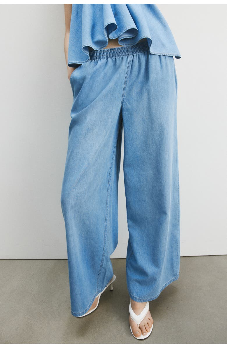H&M Pull-on Denim Trousers, Alternate, color, Light Denim Blue