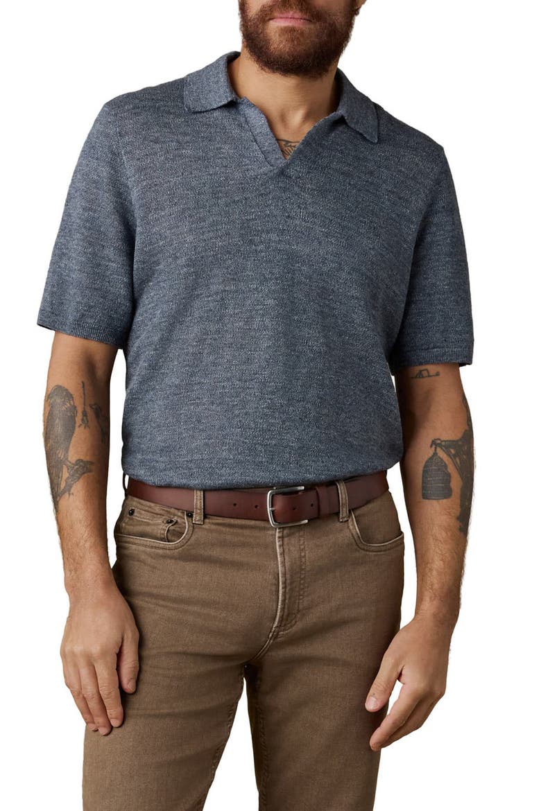 Stripe Linen Sweater Polo, Main, color, CARIBBEAN NAVY MELANGE