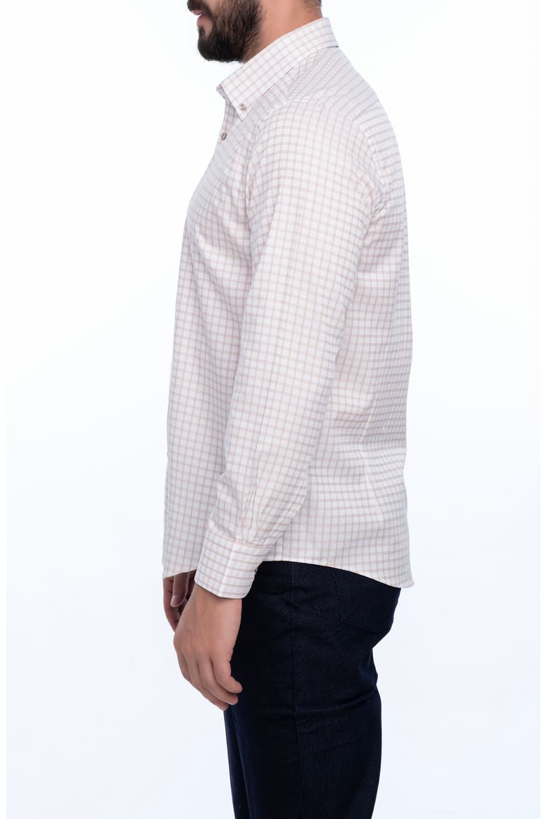 Grid Cotton Slim Fit Button Down Shirt, Alternate, color, WHITE