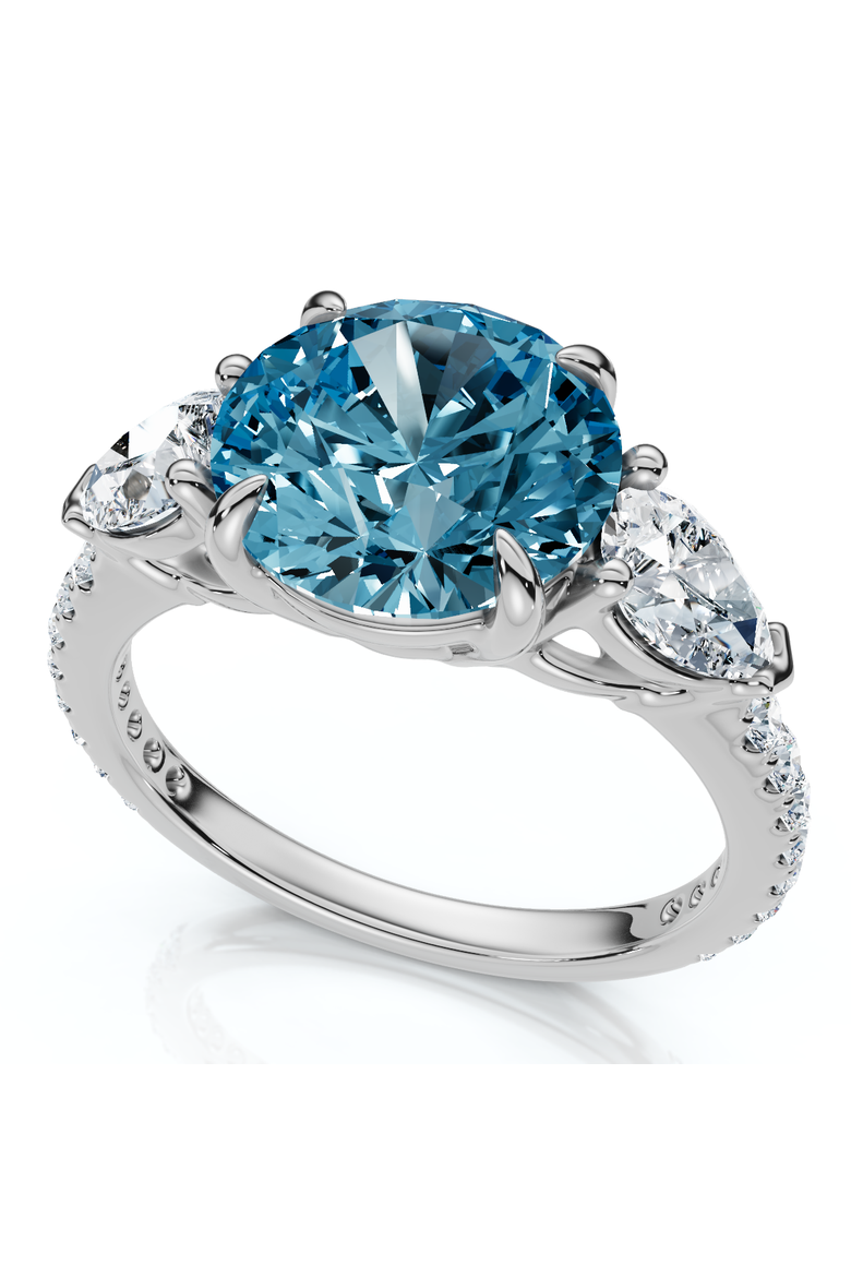 3 1/2Ct Fancy Blue Lab Grown Accent Diamond Engagement Ring 14k Gold, Alternate, color, 14k White Gold