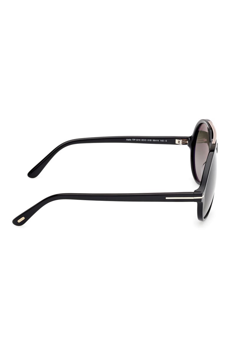 59mm Pilot Sunglasses, Alternate, color, SHINY BLACK / GRADIENT SMOKE