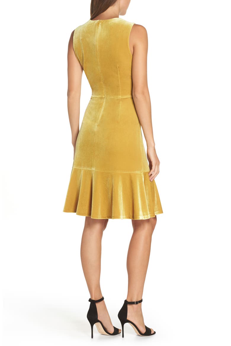 Draped Velvet Sheath Dress, Alternate, color, YELLOW