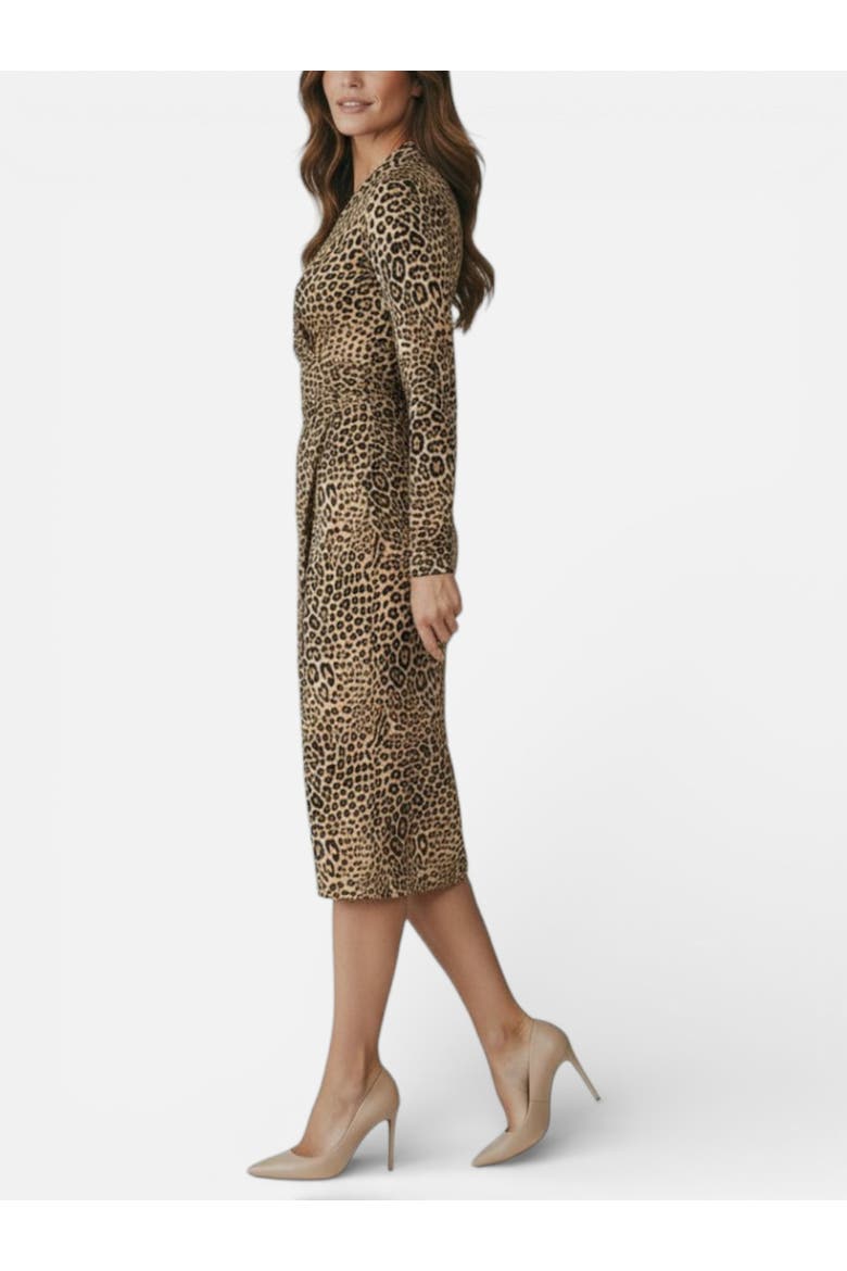Bret Wrap Front Midi Dress, Alternate, color, Natural Combo
