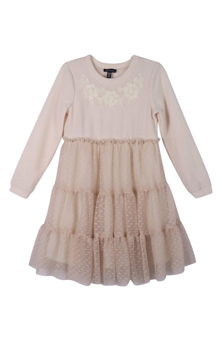 Zunie Kids' Long Sleeve Tulle Twofer Dress, Main, color, 