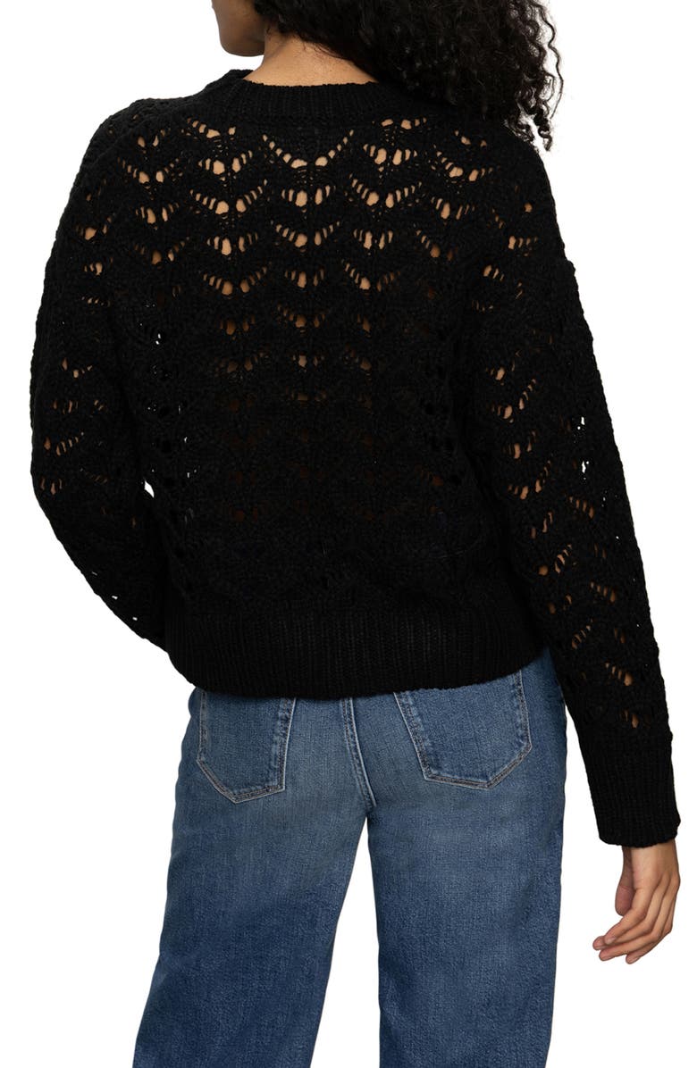 Sanctuary Boheme Open Stitch Sweater, Alternate, color, Black