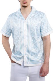 XRAY Rhombus Geo Print Camp Shirt