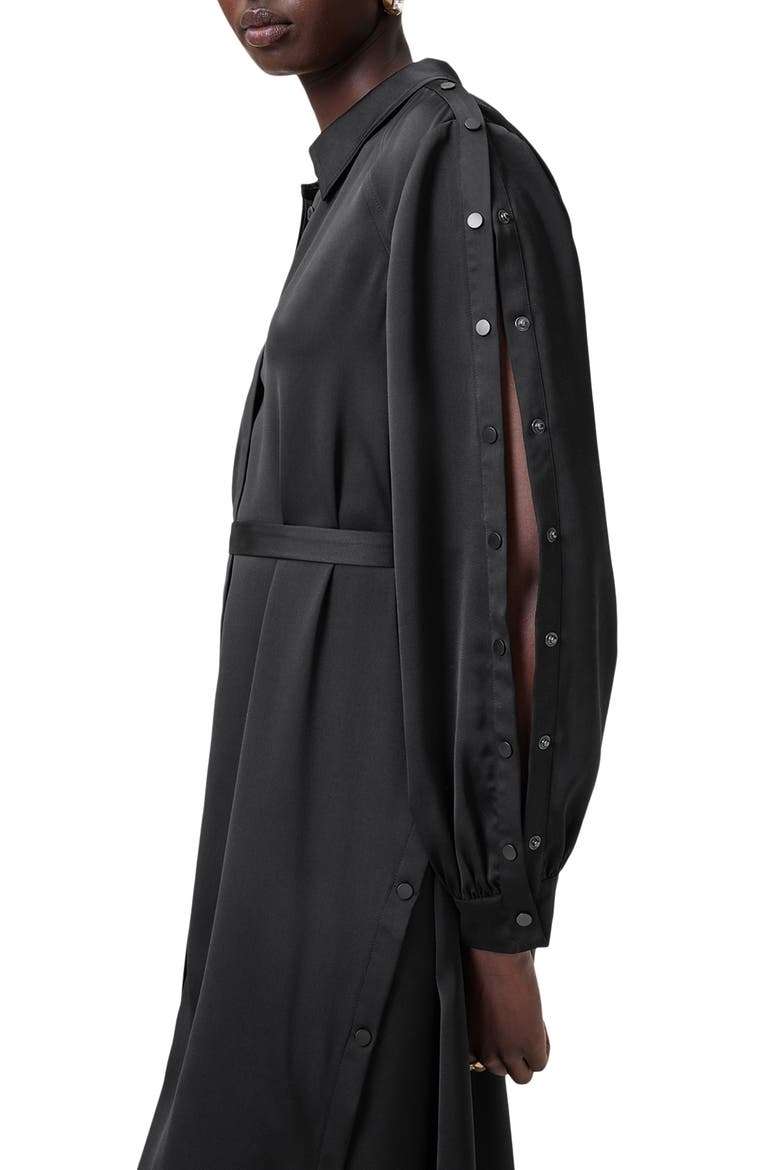 Lexi Long Sleeve High-Low Shirtdress, Alternate, color, BLACK