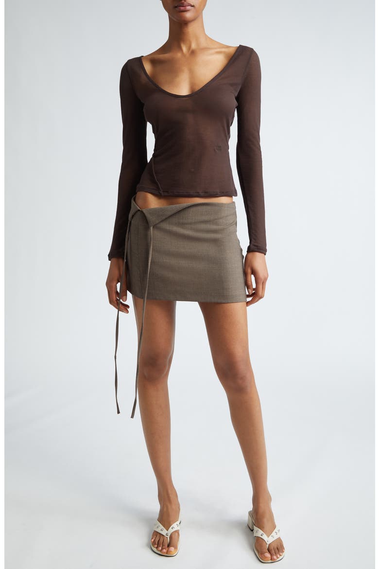 Alfambra Sheer Long Sleeve Top, Alternate, color, BROWN