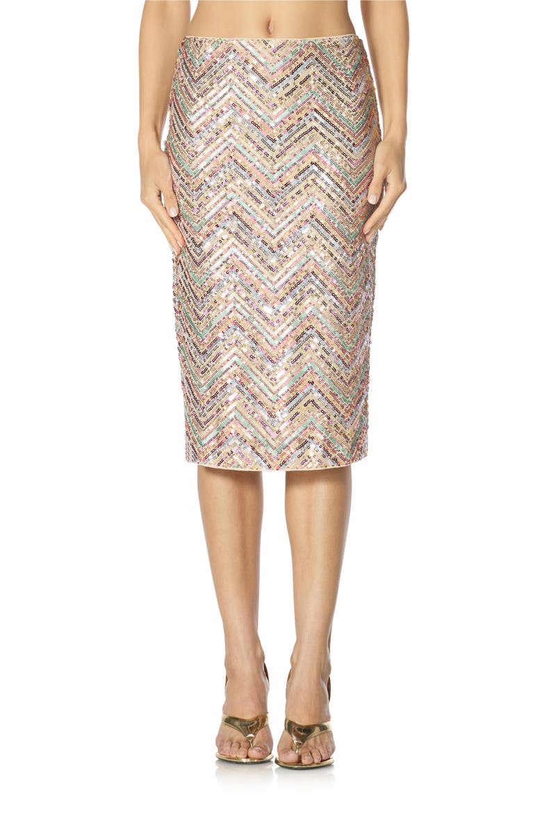 Audino Sequin Chevron Midi Skirt, Main, color, SUMMER CHEVRON