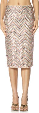 AFRM Audino Sequin Chevron Midi Skirt