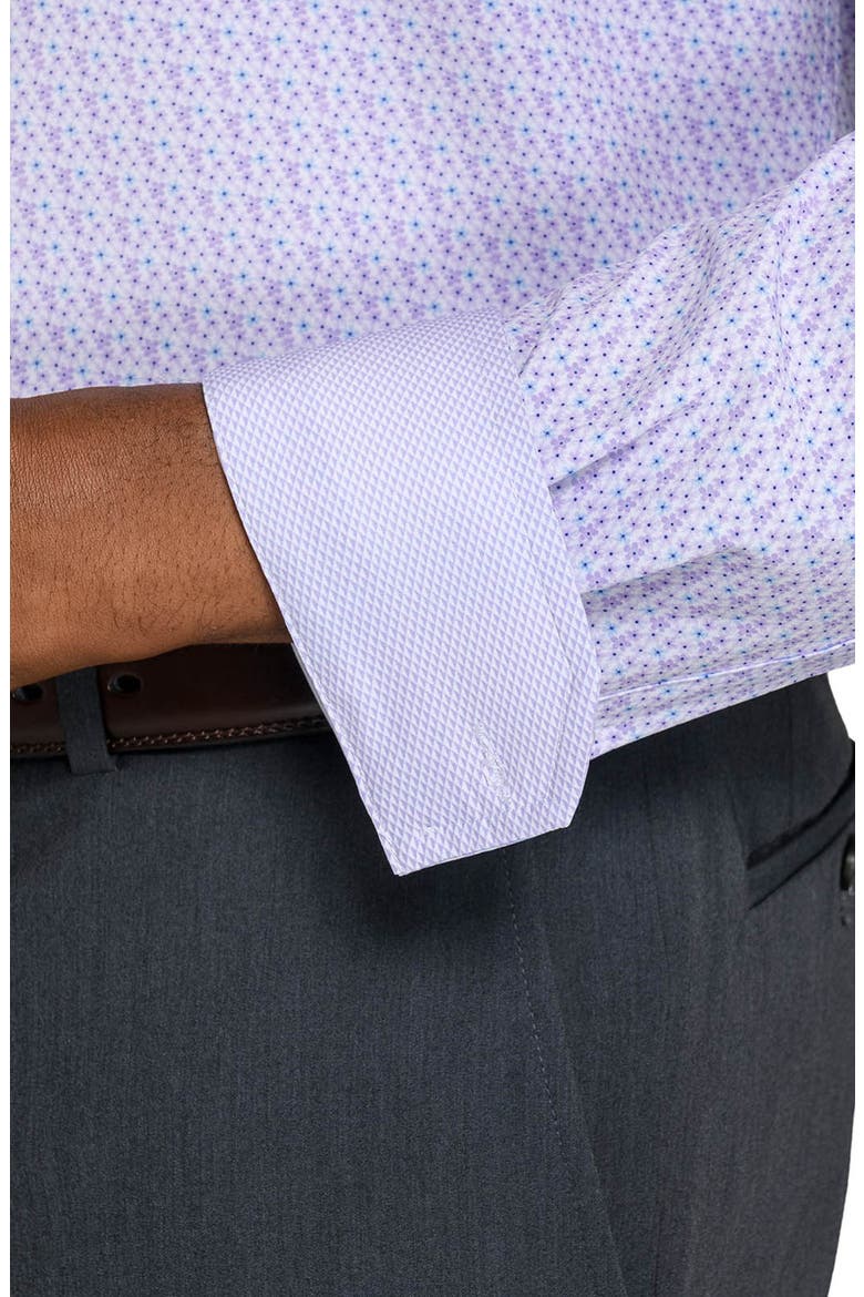 Fain Floral Performance Dress Shirt, Alternate, color, WHITE/ PURPLE