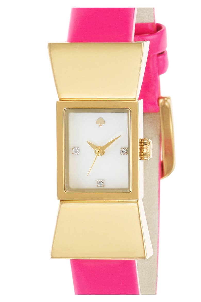square leather strap watch, 18mm x 39mm, Alternate, color, PINK/ GOLD