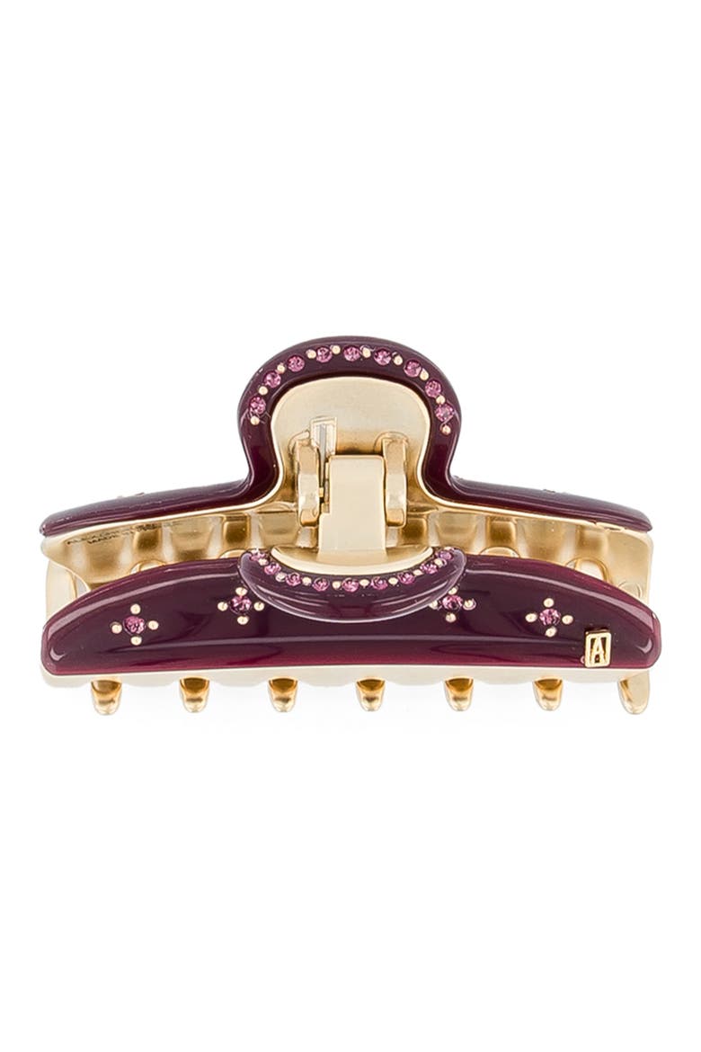 Vendrome Crystal Hair Clip, Alternate, color, BURGUNDY