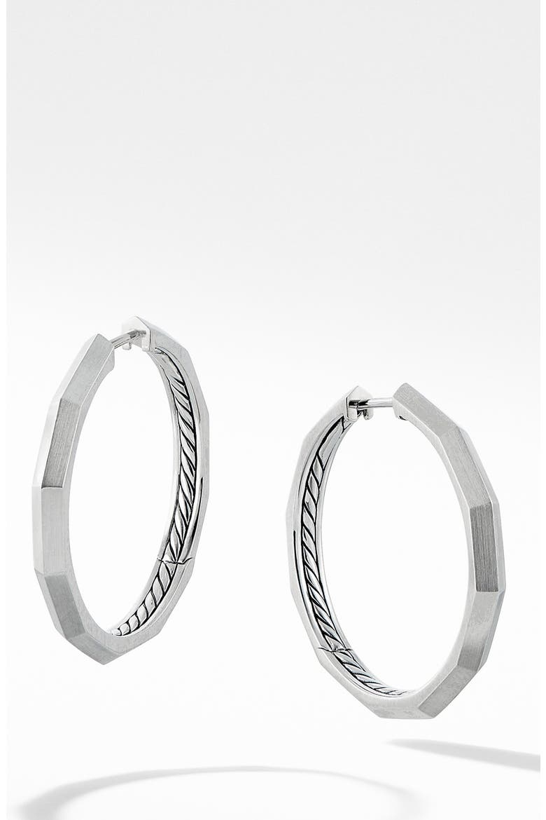 Stax Faceted Hoop Earrings, Main, color, SILVER