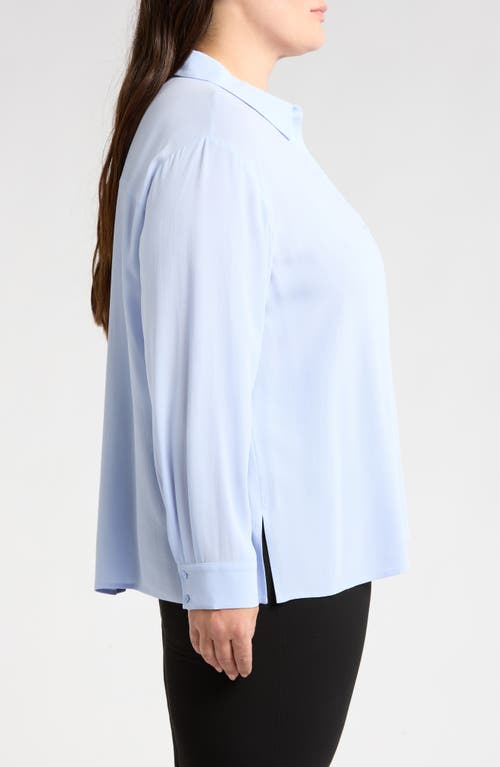 Eileen Fisher Silk Button-up Shirt In Bellflower