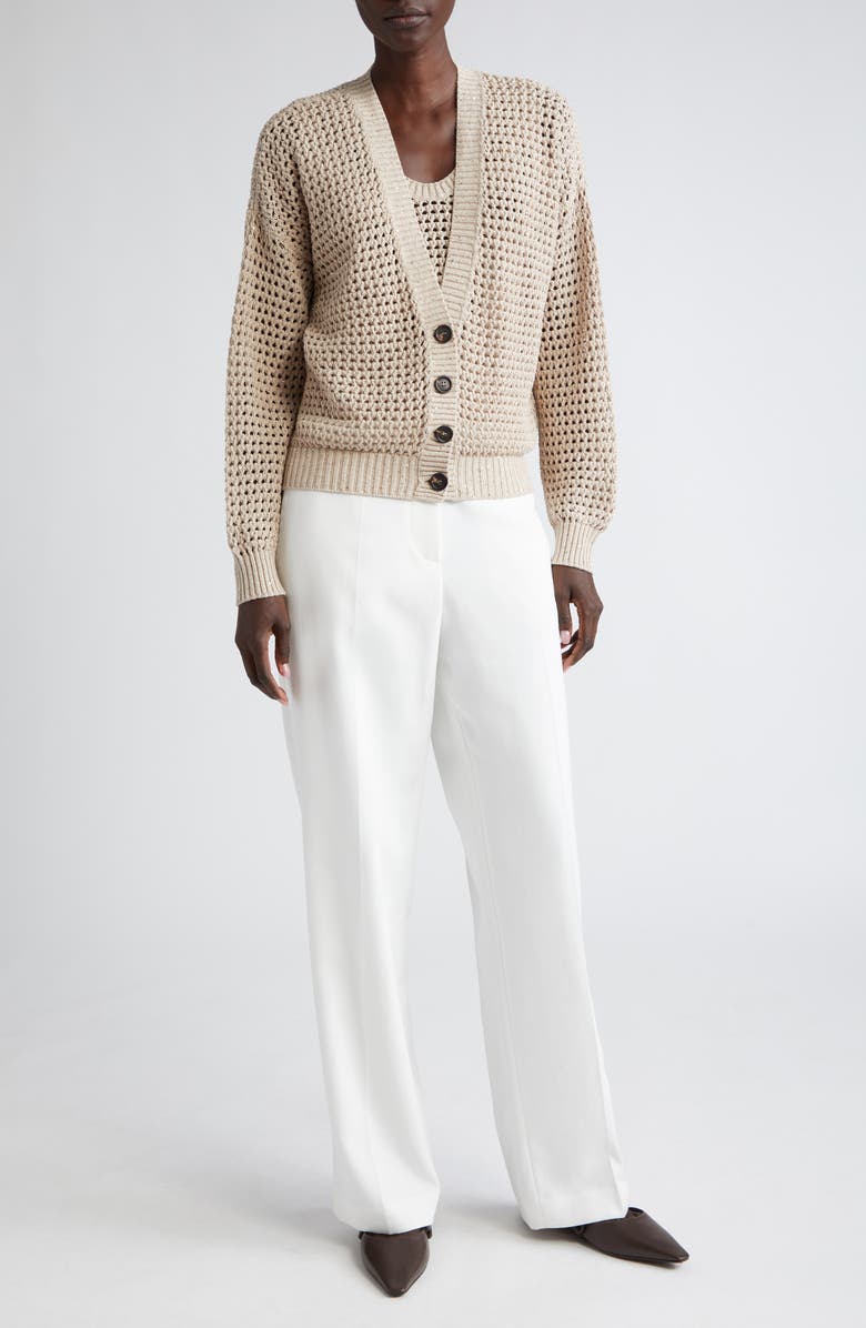 Brunello Cucinelli Dazzling Net Cardigan, Alternate, color, 