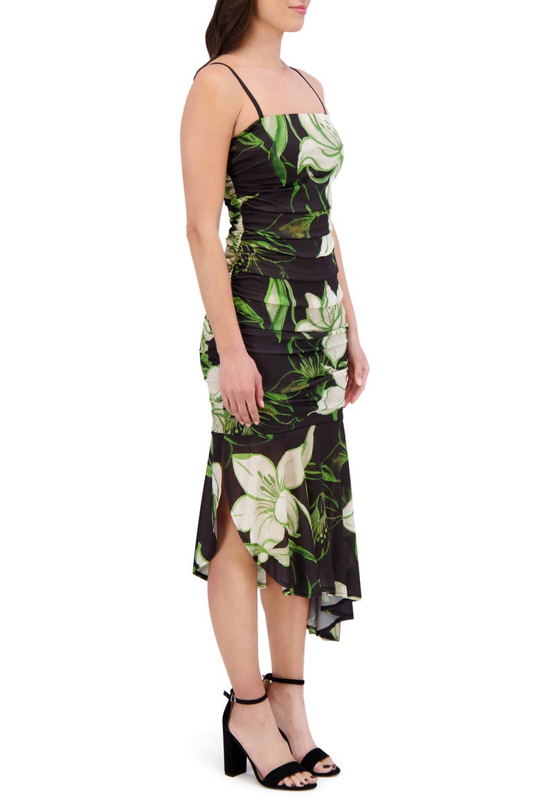 Printed Stretch Mesh Body-Con Dress, Alternate, color, MULTI
