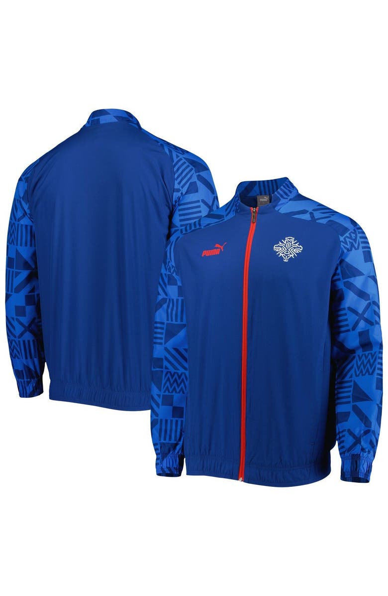 PUMA Men's Puma Light Blue Iceland National Team Pre-Match Raglan Full-Zip Training Jacket, Main, color, Light Blue
