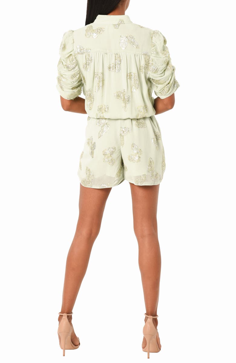 CIEBON Margaret Metallic Puff Sleeve Romper, Alternate, color,