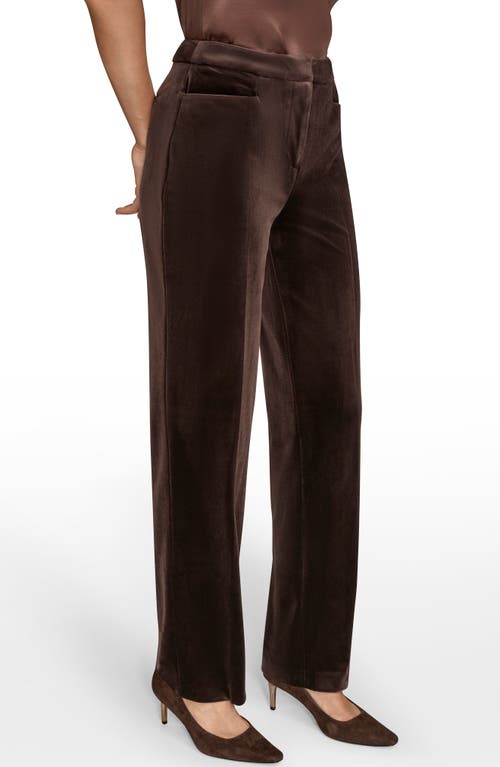 Donna Karan New York Velvet Straight Leg Pants In Brown