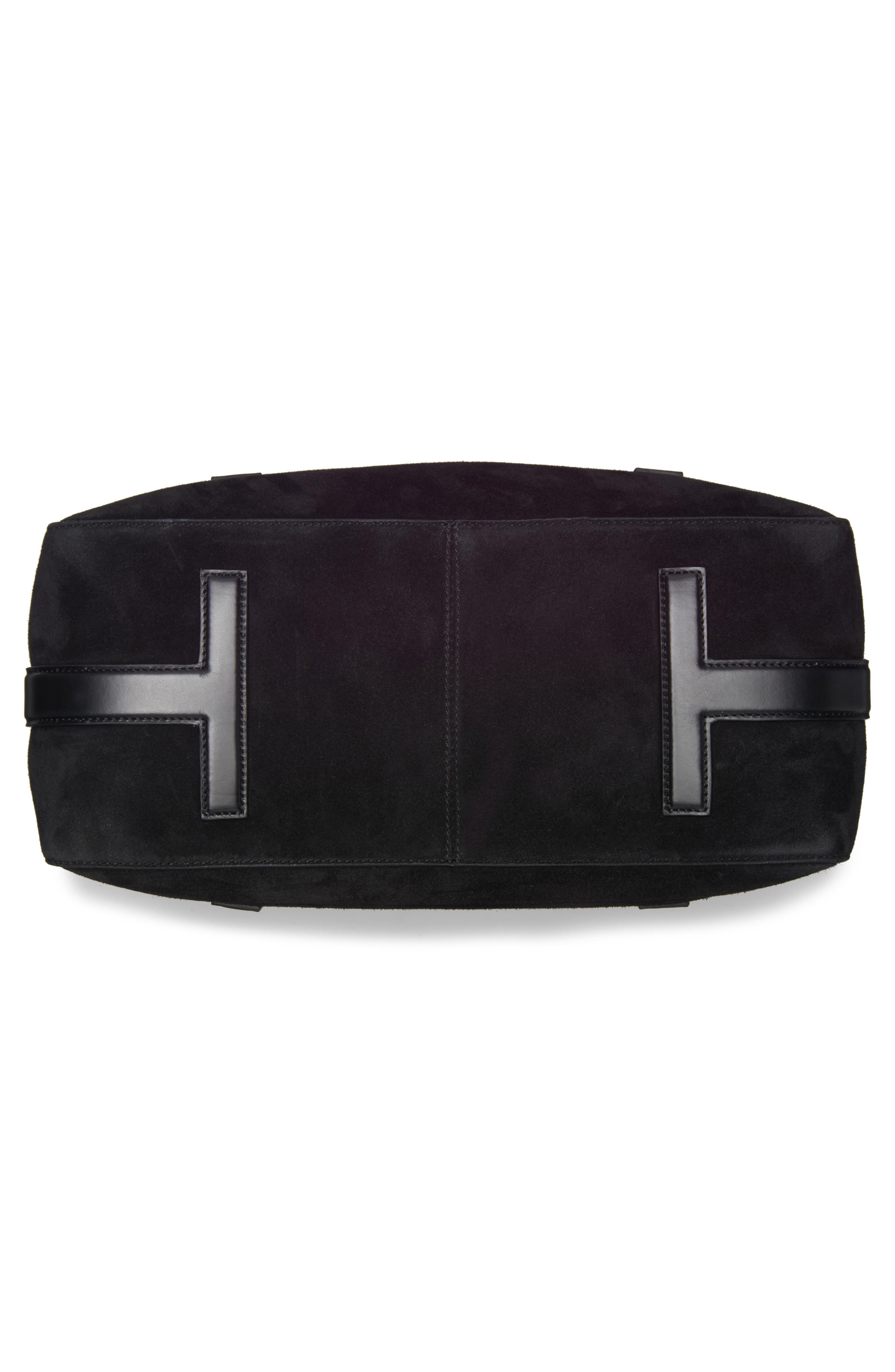 TOM FORD Medium Eclipse Suede Shoulder Bag, Alternate, color, Black