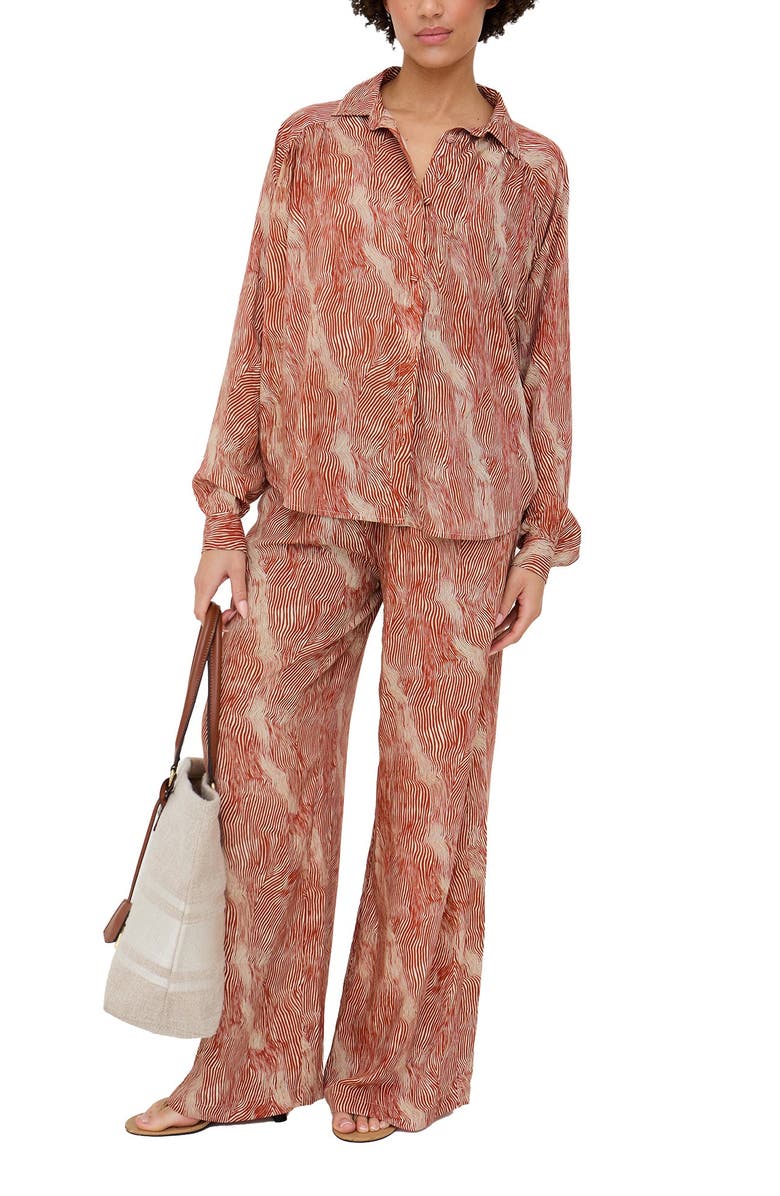 Raffya Ginger High Waist Tiger Print Trouser, Alternate, color, Red