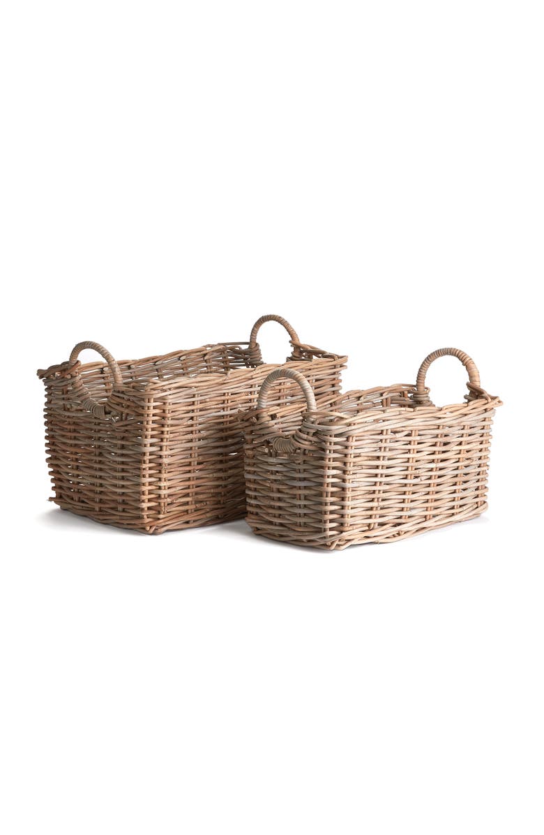 Napa Home & Garden Normandy Halo Rectangular Baskets Set of 2, Main, color, Brown