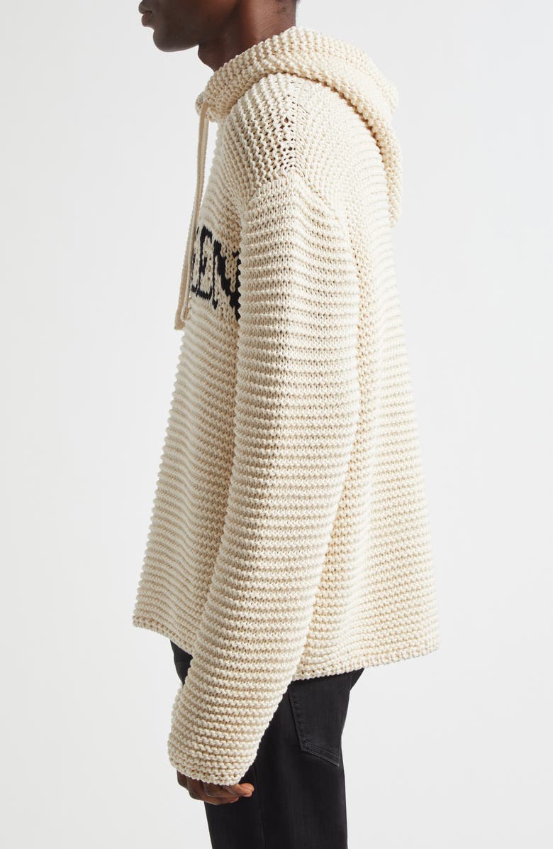 McQueen Logo Crop Hoodie, Alternate, color, Ivory/ Black