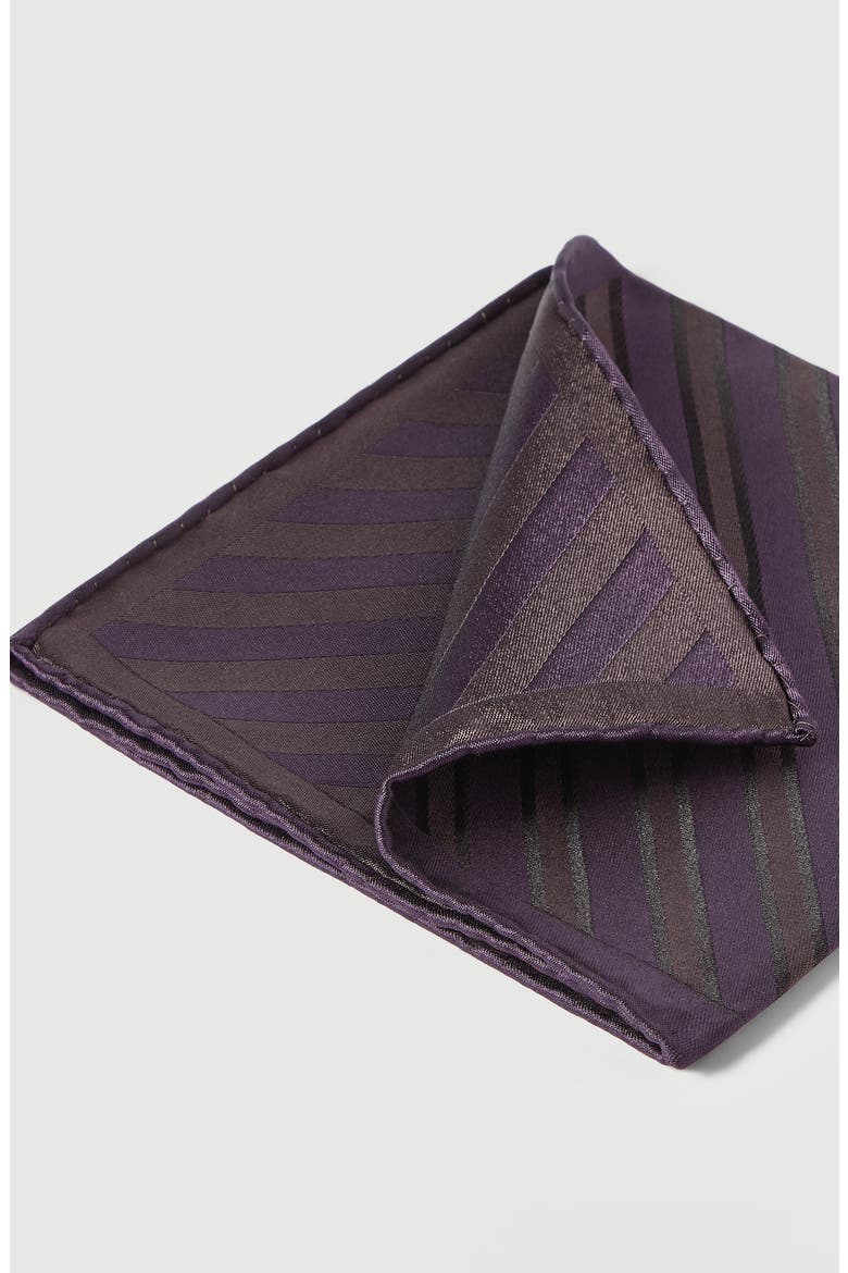 Regimental stripe silk pocket square, Alternate, color, Navy Blue
