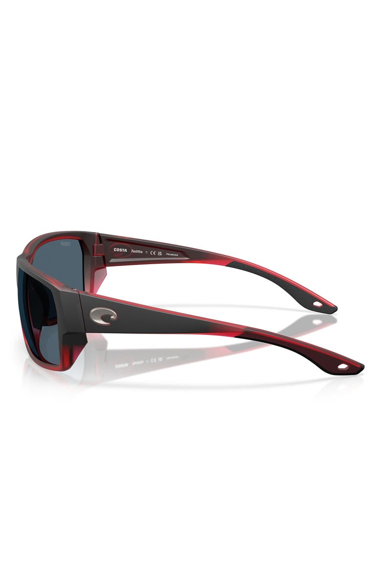 Costa Del Mar Tailfin 57mm Polarized Rectangular Sunglasses, Alternate, color, Red Sky/ Gray 580P