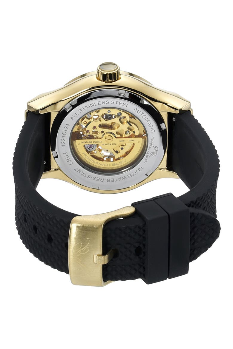 Cruz Silicone Strap Watch, 45mm, Alternate, color, BLACK