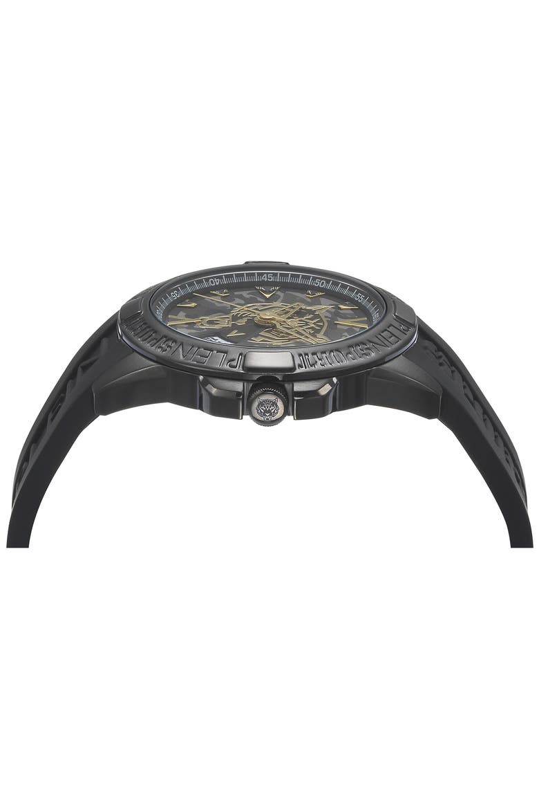 Touchdown Silicone Strap Watch, 44mm, Alternate, color, IP BLACK