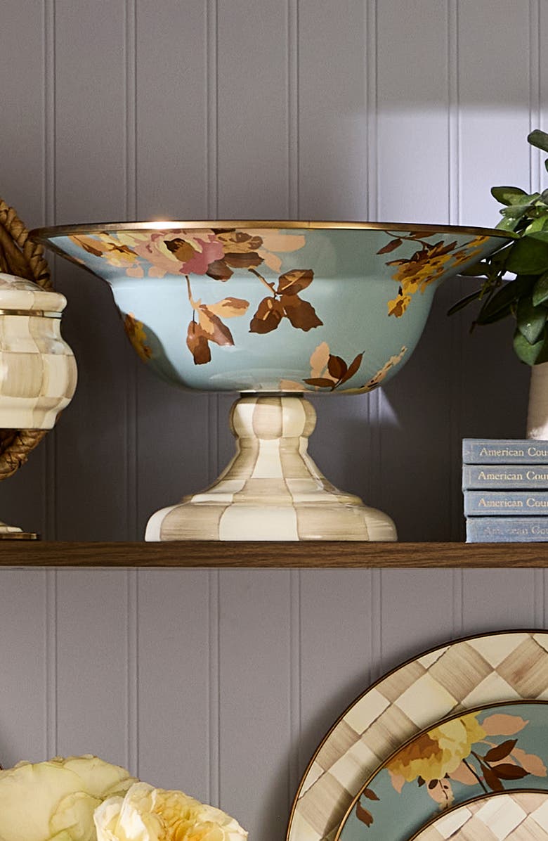 MACKENZIE CHILDS Wild Rose Slate Large Compote, Alternate, color, Blue