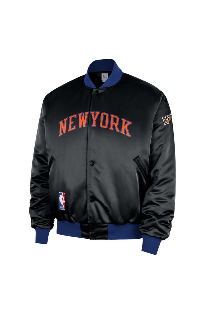 Nike Men's Nike  Black New York Knicks 2025/26 City Edition Remix Courtside Full-Snap Bomber Jacket, Alternate, color, Black