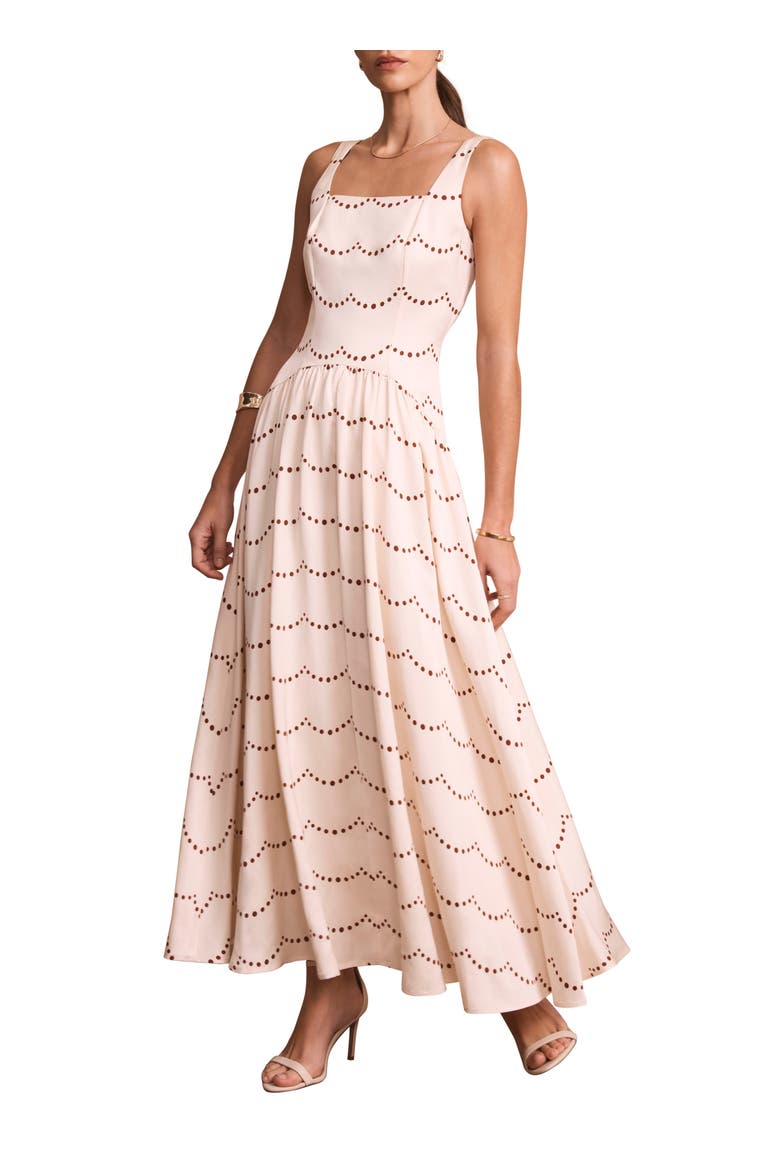 Spot Print Midi Dress With Thin Straps, Main, color, Cream