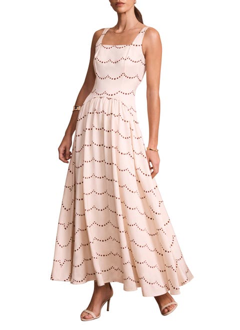 Spot Print Midi Dress With Thin Straps