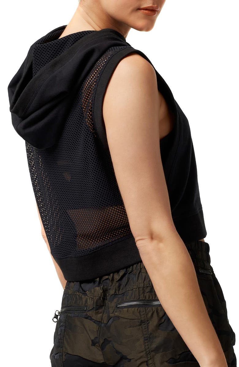 Blanc Noir Mesh Back Crop Hoodie, Alternate, color,