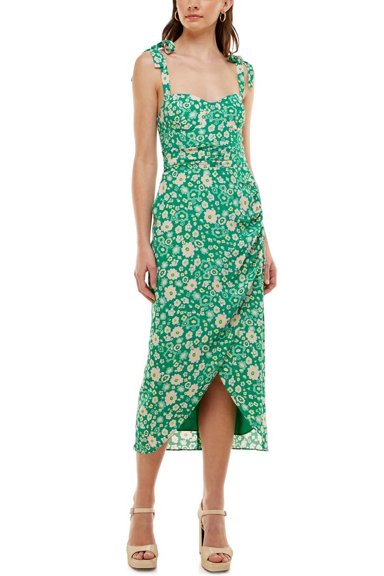 Malibu Faux Wrap Midi Dress, Main, color, KELLY DAISY FLORAL