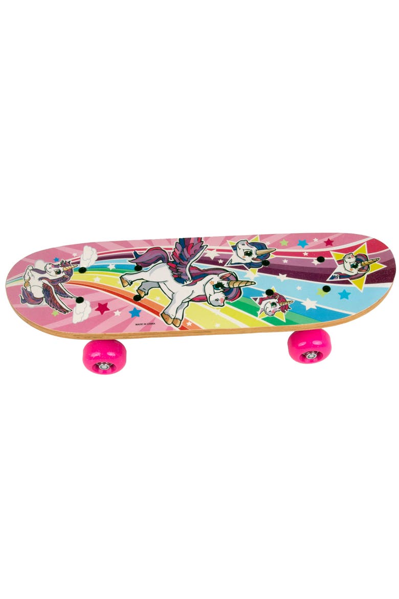 17 Inch Unicorn Skateboard Flashing Wheels, Antislip Grip, Wooden Deck, Alternate, color, Multicolored