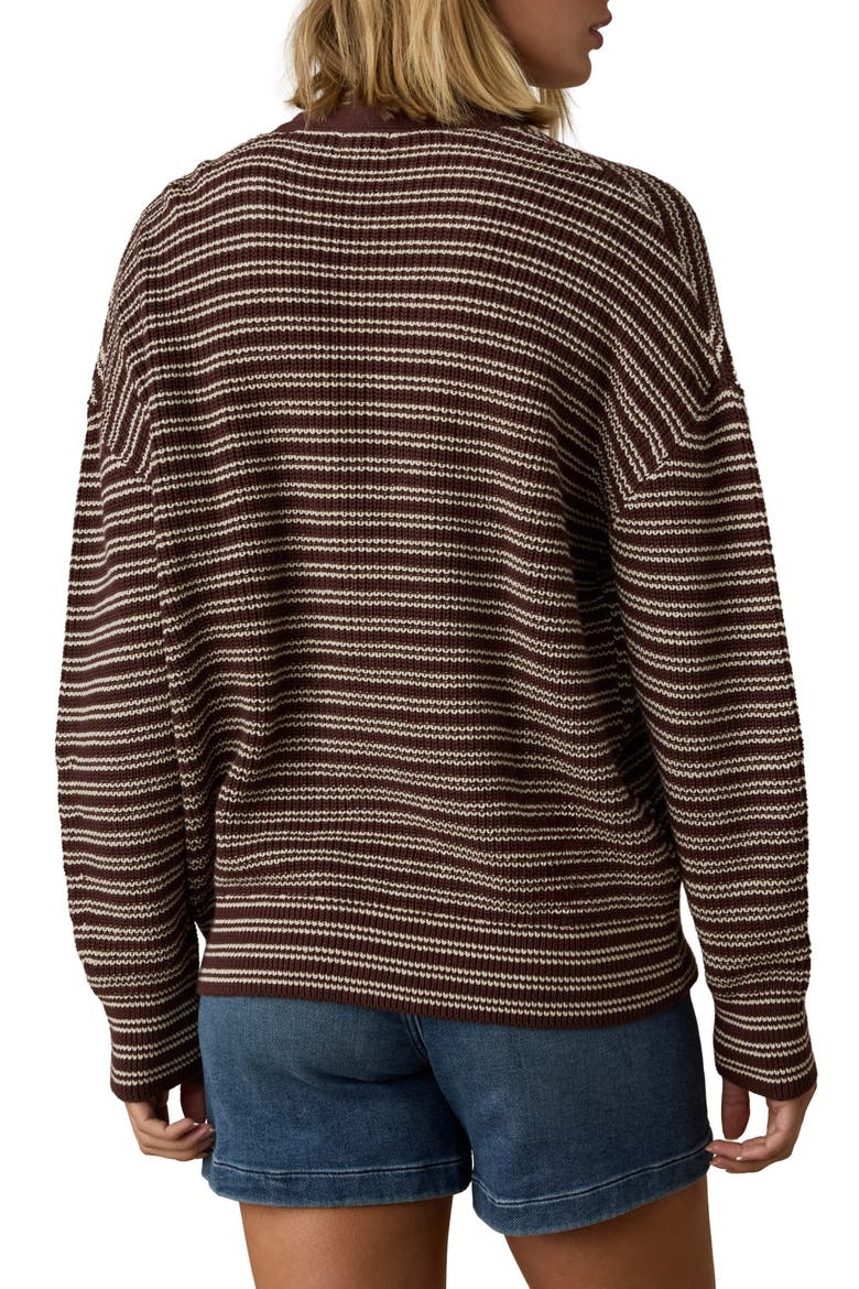 Miramar Linen & Organic Cotton Cardigan, Alternate, color, MOCHA STRIPE