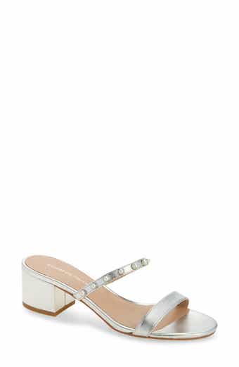 Stuart Weitzman Pearly Strap Block Slide 50 Sandal
