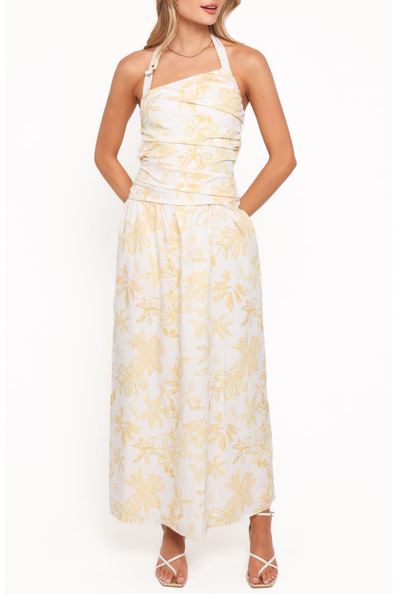 Jemma Floral Print Halter Maxi Dress, Main, color, YELLOW FLORAL