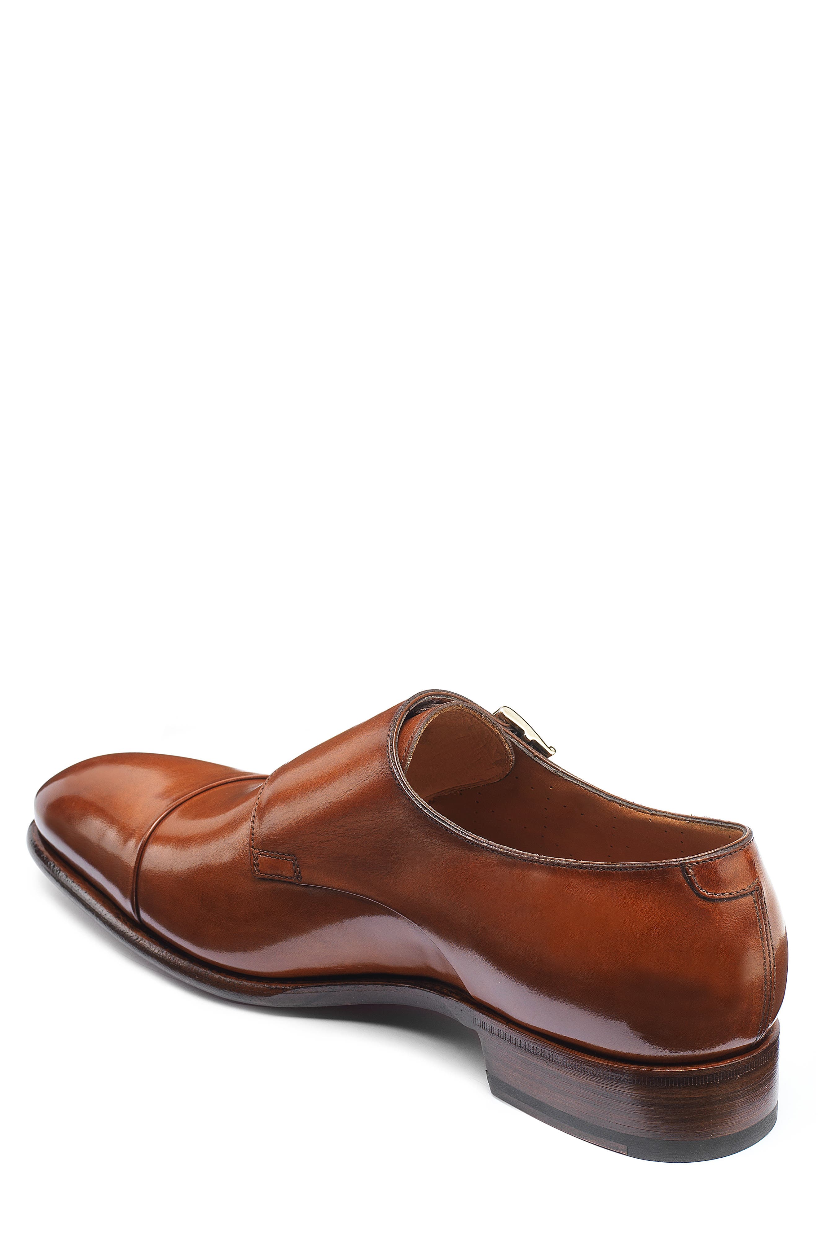 Santoni IRA Double Monk Strap Shoe, Alternate, color, Cognac Leather