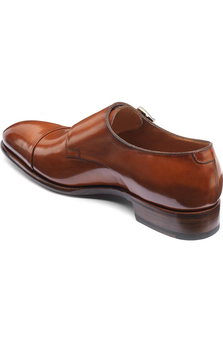 Santoni IRA Double Monk Strap Shoe, Alternate, color, Cognac Leather